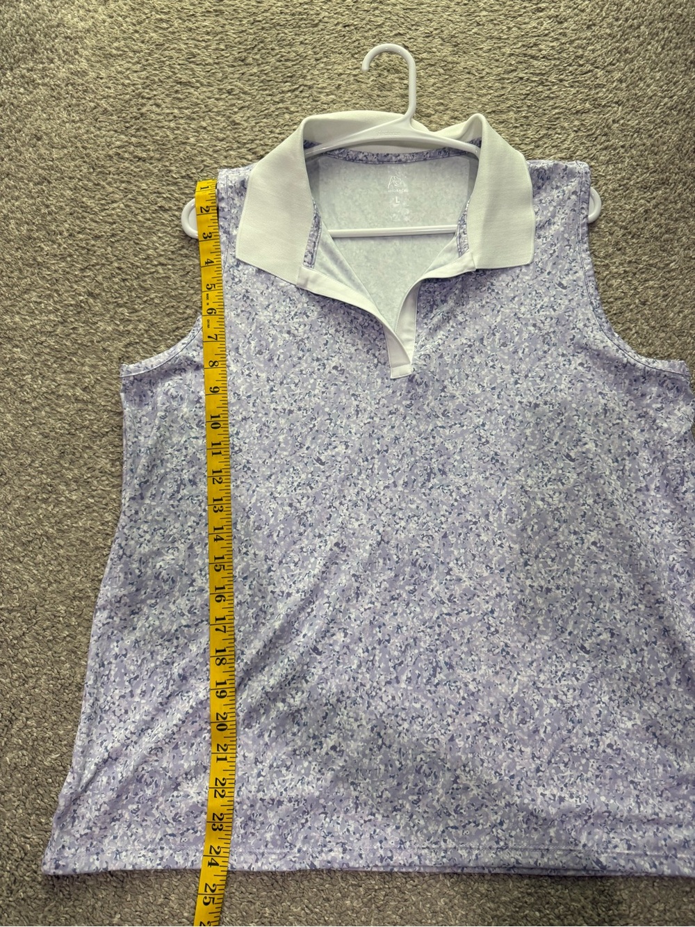 Sleeveless Lavender Rhoback Polo Tank with White Collar - Picture 4 of 5